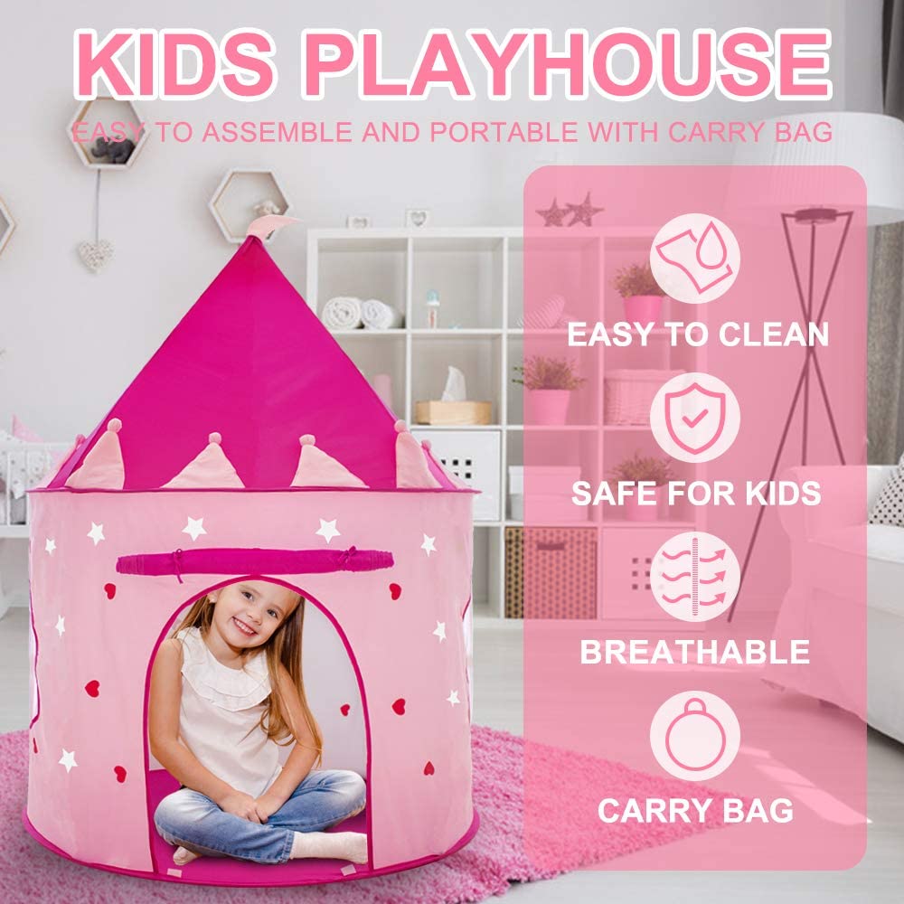 Wilwolfer Girls Play Tent Toy (Pink)