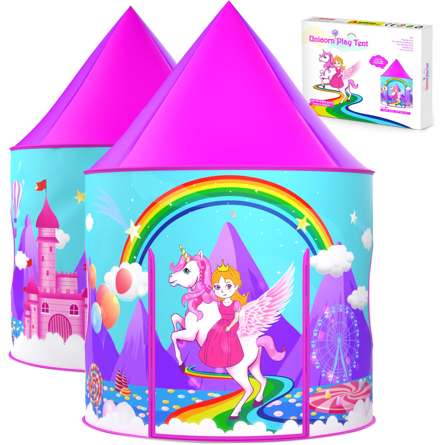 Unicorn Play Tent for Kids, Unicorn Toys & Gifts for Girls, Imaginative Playhouse for Girls Indoor with Drawing Book