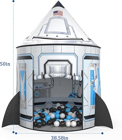Wilwolfer Rocketship Tent for Kids: Space Toys for Kids-Space Decor for Boys Room-Outdoor Toys for Toddlers