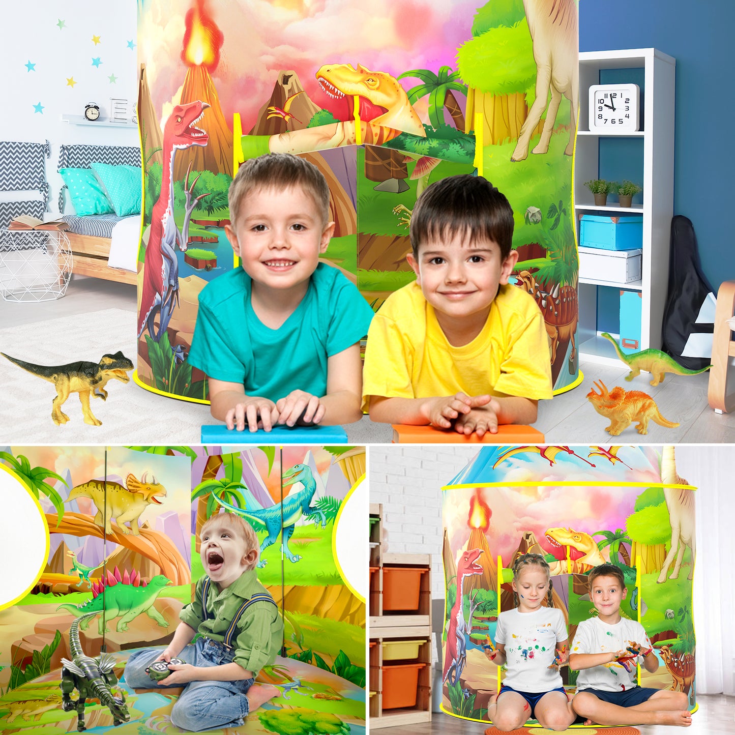 Dinosaur Kids Play Tent with Dinosaur Toys for Boys & Girls – ASTM Certified (Dinosaur Tent)