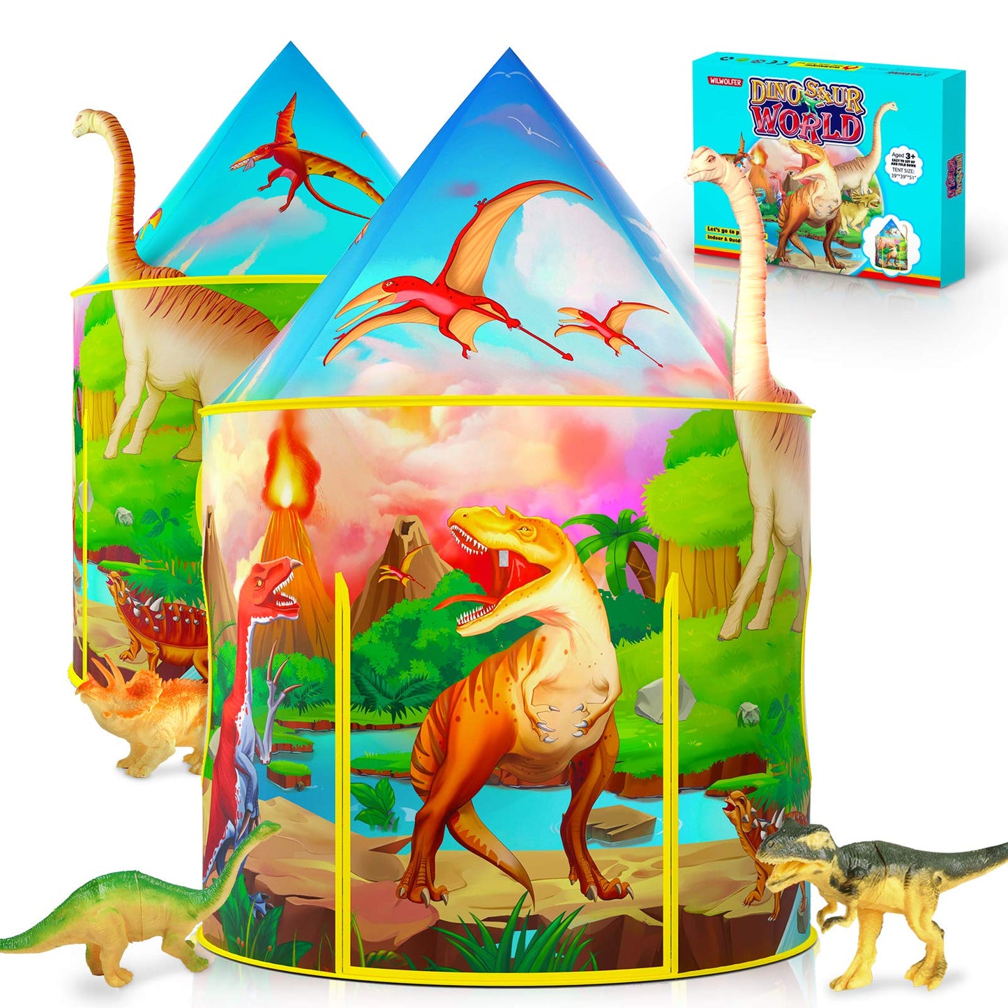 Dinosaur Kids Play Tent with Dinosaur Toys for Boys & Girls – ASTM Certified (Dinosaur Tent)