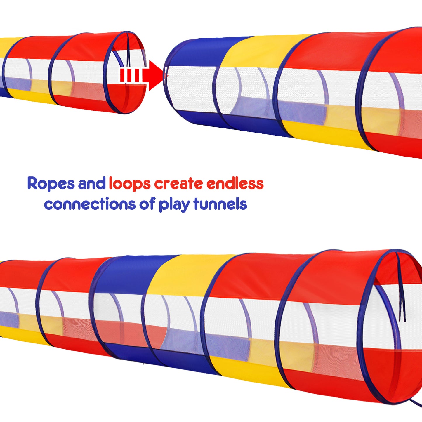 Kids Play Tunnel for Toddlers, 6 Foot Pop Up Crawl Through Tunnel Play Tent for Baby Infant Children or Dog with 2 Mesh Sides