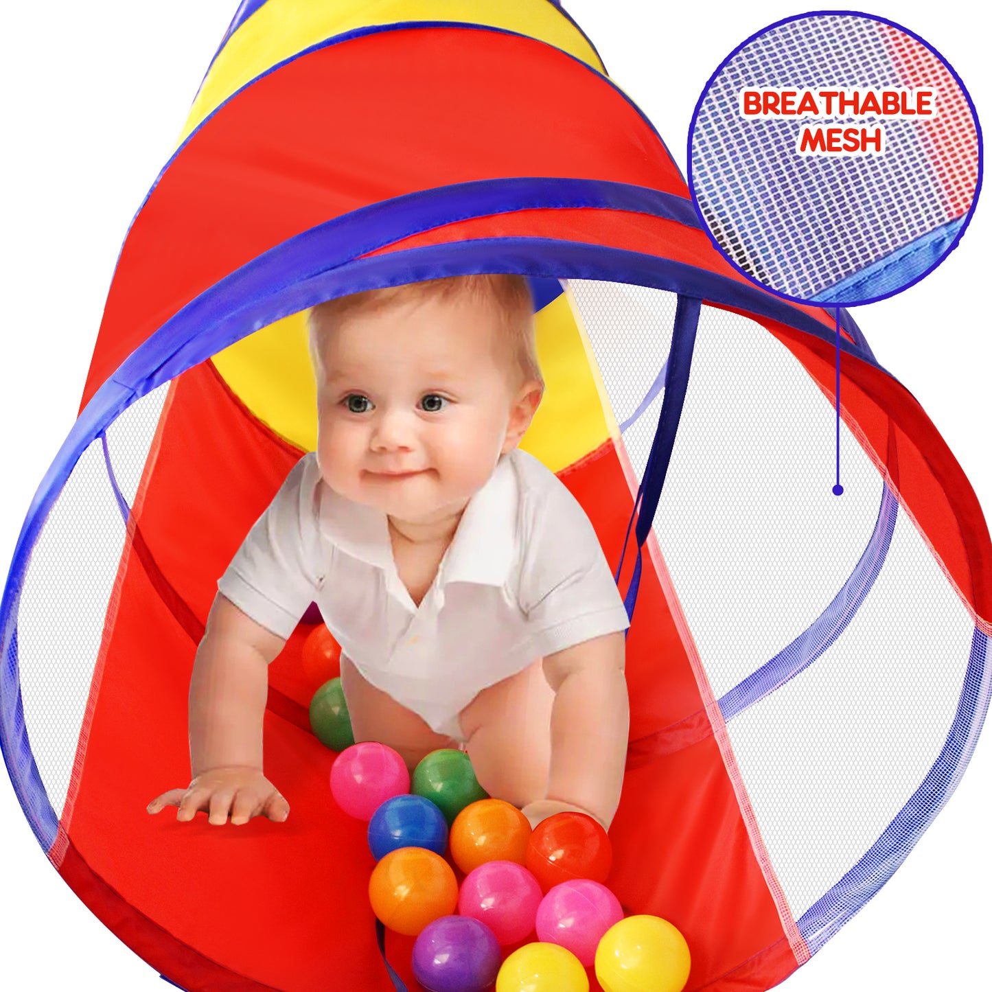 Kids Play Tunnel for Toddlers, 6 Foot Pop Up Crawl Through Tunnel Play Tent for Baby Infant Children or Dog with 2 Mesh Sides