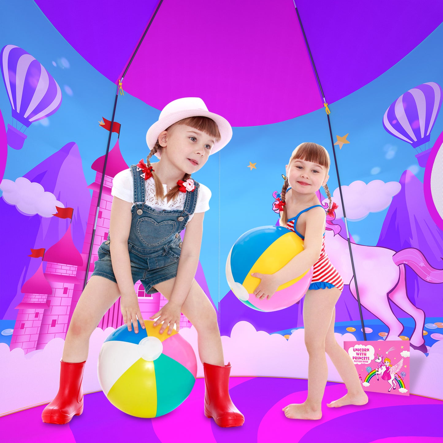 Unicorn Play Tent for Kids, Unicorn Toys & Gifts for Girls, Imaginative Playhouse for Girls Indoor with Drawing Book