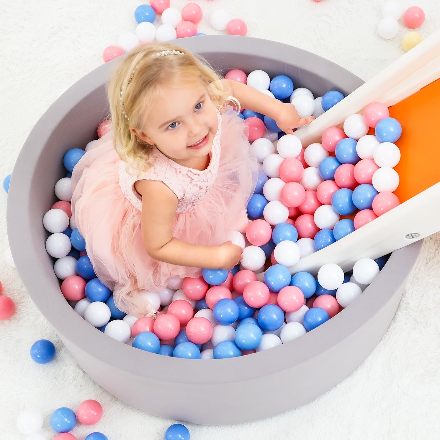 Wilwolfer Foam Ball Pit for Toddlers, Large Baby Ball Pit for Babies with Soft Memory Sponge, Indoor Outdoor Baby Playpen, Kids Play Ball Pool, Gift Toys for Infants Boys and Girls (Gray, NO Balls)