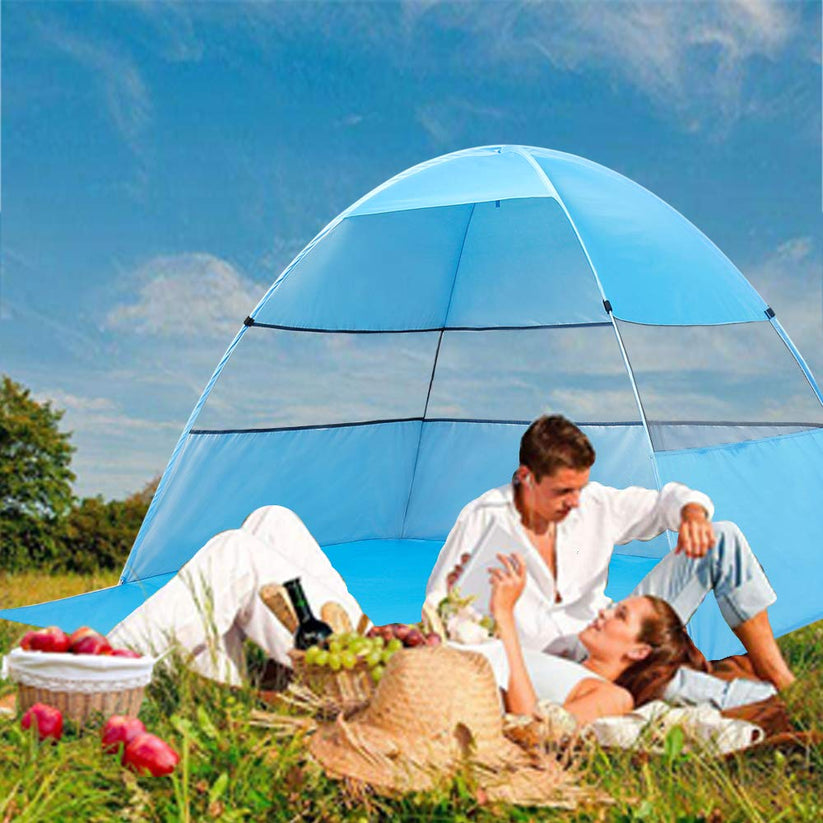 Wilwolfer Pop Up Beach Tent for 3 or 4 Person (Blue)