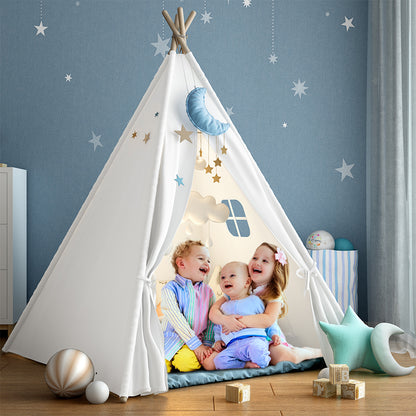 Wilwolfer Teepee Tent for Kids Foldable Children Play Tents for Girl and Boy with Carry Case(White)