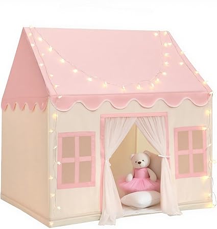 Wilwolfer Play Tent for Kids Indoor - Kids Play House Indoor Toddlers Play Tent Large Toddler Toy House Birthday Gift for Boys & Girls Playroom Decor (Pink Playhouse)