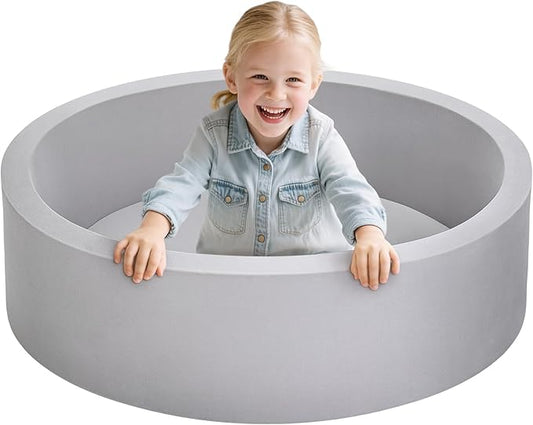 Foam Ball Pit for Toddlers, Large Baby Ball Pit for Babies with Soft Memory Sponge, Indoor Outdoor Baby Playpen, Kids Play Ball Pool, Gift Toys for Infants Boys and Girls (Gray, NO Balls)