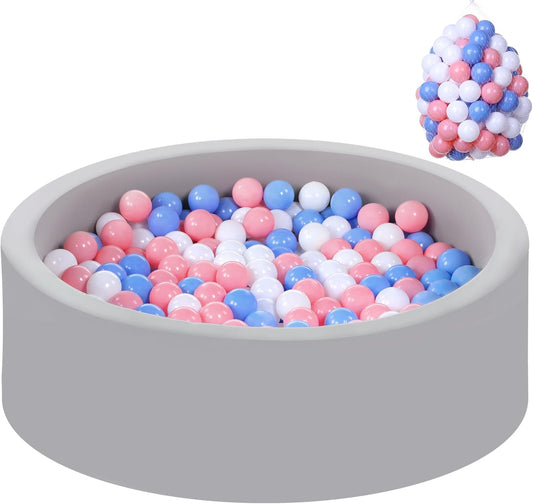 Foam Ball Pit for Toddlers with 100 Balls, Large Baby Ball Pit for Babies with Soft Memory Sponge, Indoor Outdoor Baby Playpen, Kids Play Ball Pool, Gift Toys for Infants Boys and Girls