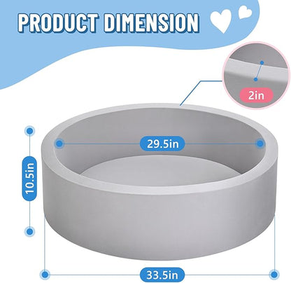 Foam Ball Pit for Toddlers, Large Baby Ball Pit for Babies with Soft Memory Sponge, Indoor Outdoor Baby Playpen, Kids Play Ball Pool, Gift Toys for Infants Boys and Girls (Gray, NO Balls)