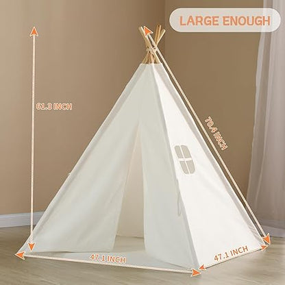 wilwolfer Kids Teepee Tent for Girls or Boys with Carry Case, Foldable Play Tent for Toddler Suit for Indoor and Outdoor Play, Protable Kids Playhouse Children Tent(Mat not Included)
