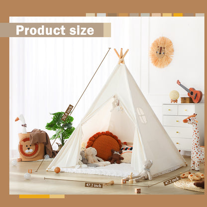 Wilwolfer Teepee Tent for Kids Foldable Children Play Tents for Girl and Boy with Carry Case(White)