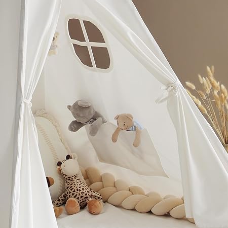 wilwolfer Kids Teepee Tent for Girls or Boys with Carry Case, Foldable Play Tent for Toddler Suit for Indoor and Outdoor Play, Protable Kids Playhouse Children Tent(Mat not Included)