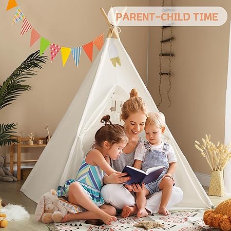 wilwolfer Kids Teepee Tent for Girls or Boys with Carry Case, Foldable Play Tent for Toddler Suit for Indoor and Outdoor Play, Protable Kids Playhouse Children Tent(Mat not Included)