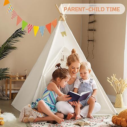 wilwolfer Kids Teepee Tent for Girls or Boys with Carry Case, Foldable Play Tent for Toddler Suit for Indoor and Outdoor Play, Protable Kids Playhouse Children Tent(Mat not Included)