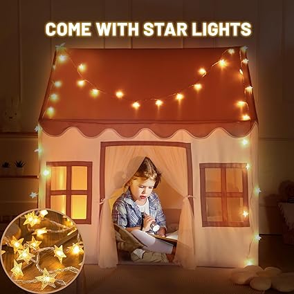 Wilwolfer Play Tent for Kids Indoor - Kids Play Tent Indoor Toddlers Play House Large Toddler Toy House Birthday Gift for Boys & Girls Playroom Decor (Brown Playhouse)