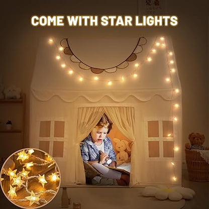 Wilwolfer Play Tent for Kids Indoor - Kids Tent Indoor Toddlers Large Playhouse Toddler Toy Birthday Gift for Boys & Girls Playroom Decor (White Playhouse)