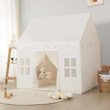 Wilwolfer Play Tent for Kids Indoor - Kids Tent Indoor Toddlers Large Playhouse Toddler Toy Birthday Gift for Boys & Girls Playroom Decor (White Playhouse)