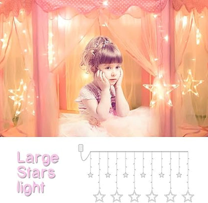 wilwolfer Princess Tent for Girls with Large Star Lights, Kids Play Tent Large Space Playhouse for Children Indoor Games, Toy & Gift for Kids Girls & Boys Age 3+ Child