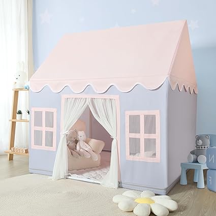 Wilwolfer Play Tent for Kids Indoor - Kids Play House Indoor Toddlers Play Tent Large Toddler Toy House Birthday Gift for Boys & Girls Playroom Decor (Gray Playhouse)