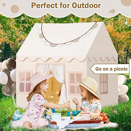 Wilwolfer Play Tent for Kids with Star Lights & Banners, Kids Tent Indoor for Toddler, Indoor Plyahouse for Playroom Furniture, Gift Toys for Boys & Girls