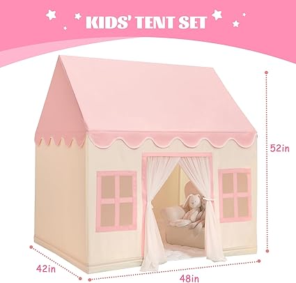 Wilwolfer Play Tent for Kids Indoor - Kids Play House Indoor Toddlers Play Tent Large Toddler Toy House Birthday Gift for Boys & Girls Playroom Decor (Pink Playhouse)
