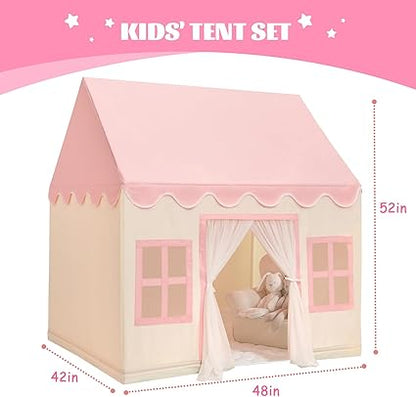 Wilwolfer Play Tent for Kids Indoor - Kids Play House Indoor Toddlers Play Tent Large Toddler Toy House Birthday Gift for Boys & Girls Playroom Decor (Pink Playhouse)
