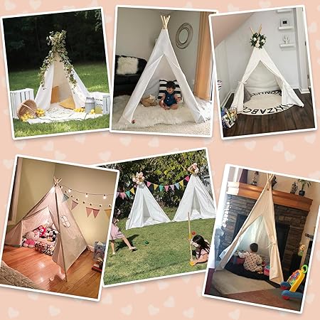wilwolfer Kids Teepee Tent for Girls or Boys with Carry Case, Foldable Play Tent for Toddler Suit for Indoor and Outdoor Play, Protable Kids Playhouse Children Tent(Mat not Included)