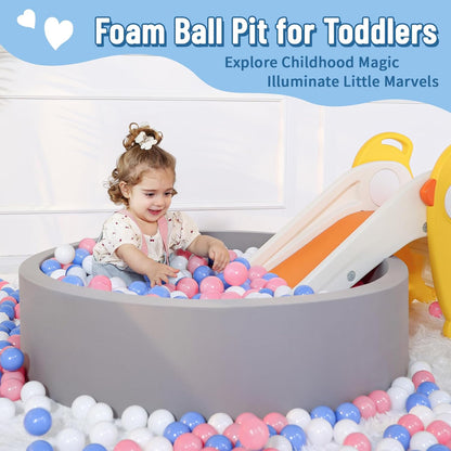 Foam Ball Pit for Toddlers with 100 Balls, Large Baby Ball Pit for Babies with Soft Memory Sponge, Indoor Outdoor Baby Playpen, Kids Play Ball Pool, Gift Toys for Infants Boys and Girls