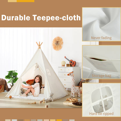 Wilwolfer Teepee Tent for Kids Foldable Children Play Tents for Girl and Boy with Carry Case(White)