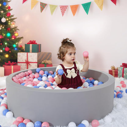 Foam Ball Pit for Toddlers, Large Baby Ball Pit for Babies with Soft Memory Sponge, Indoor Outdoor Baby Playpen, Kids Play Ball Pool, Gift Toys for Infants Boys and Girls (Gray, NO Balls)