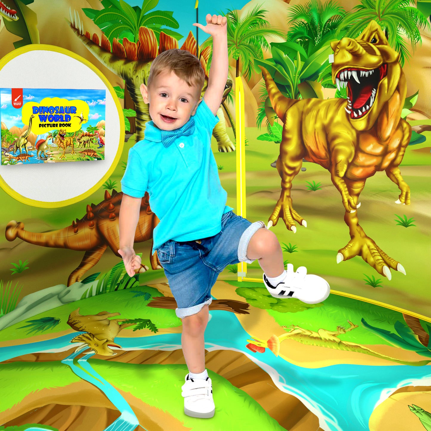 Dinosaur Kids Tent with Dinosaur Drawing Book, Pop Up Play Tent for Kids