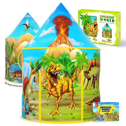 Dinosaur Kids Tent with Dinosaur Drawing Book, Pop Up Play Tent for Kids