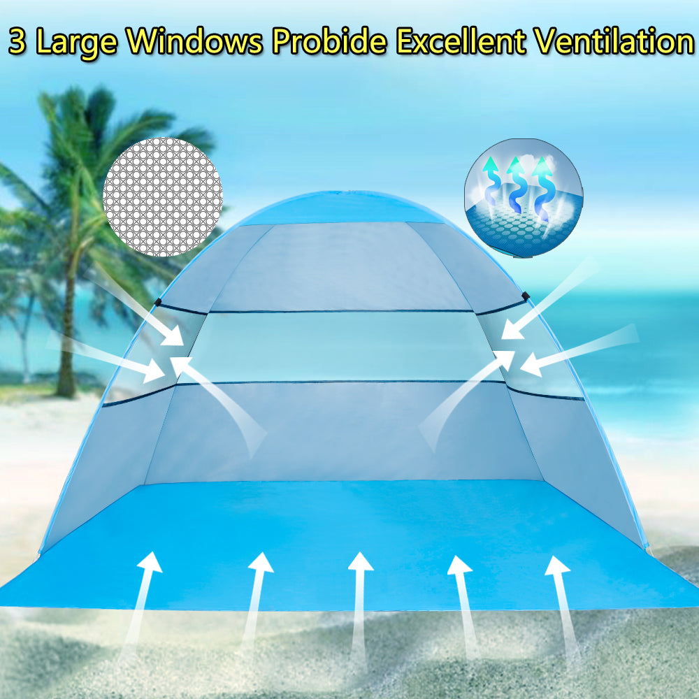 wilwolfer Beach Tent Pop Up Sun Shelter Plus Cabana Automatic Canopy Shade Portable UV Protection IV