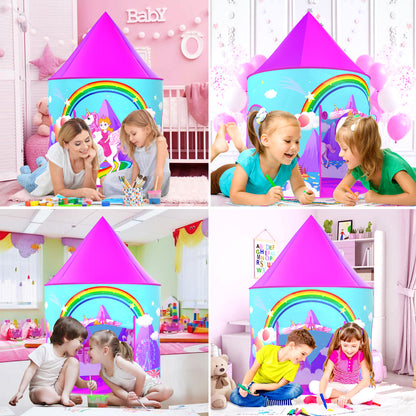 Unicorn Play Tent for Kids, Unicorn Toys & Gifts for Girls, Imaginative Playhouse for Girls Indoor with Drawing Book