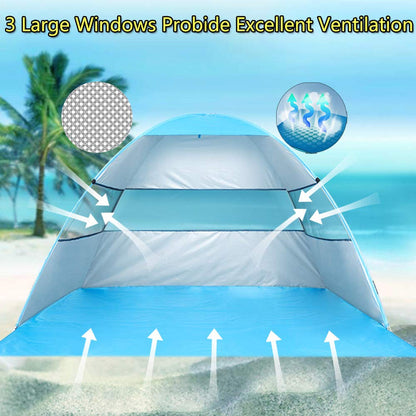 Wilwolfer Pop Up Beach Tent for 3 or 4 Person (Blue)