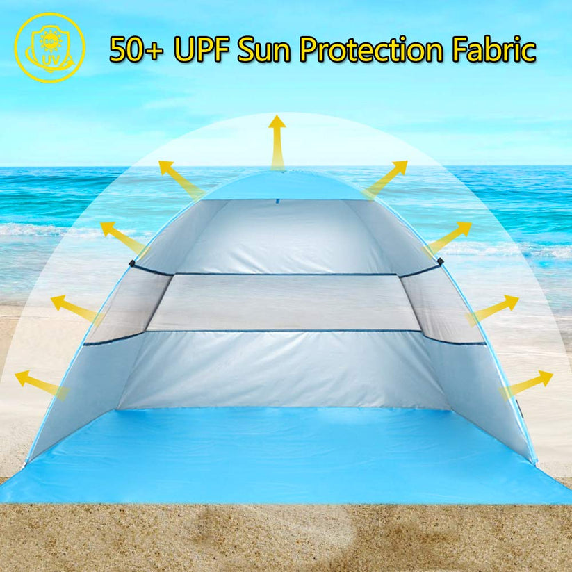 Wilwolfer Pop Up Beach Tent for 3 or 4 Person (Blue)